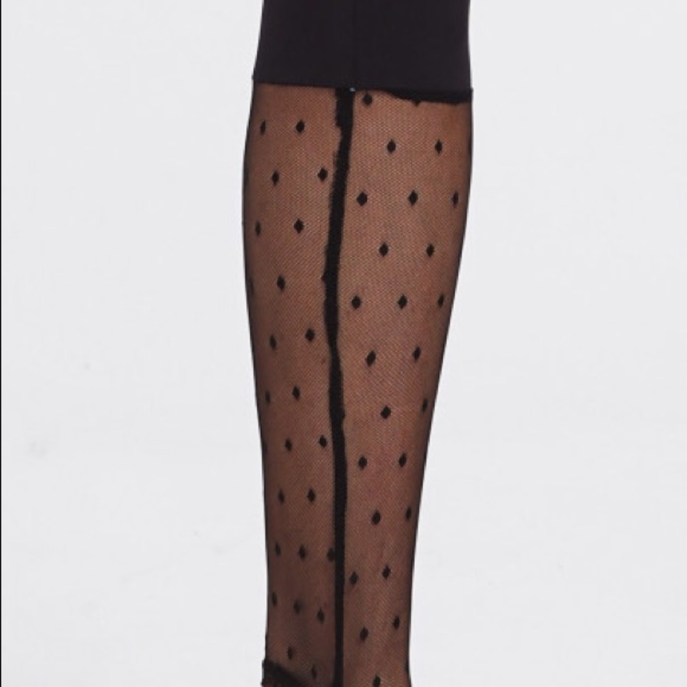 Black Dot mesh panel mixed media stirrup leggings - Picture 7 of 8